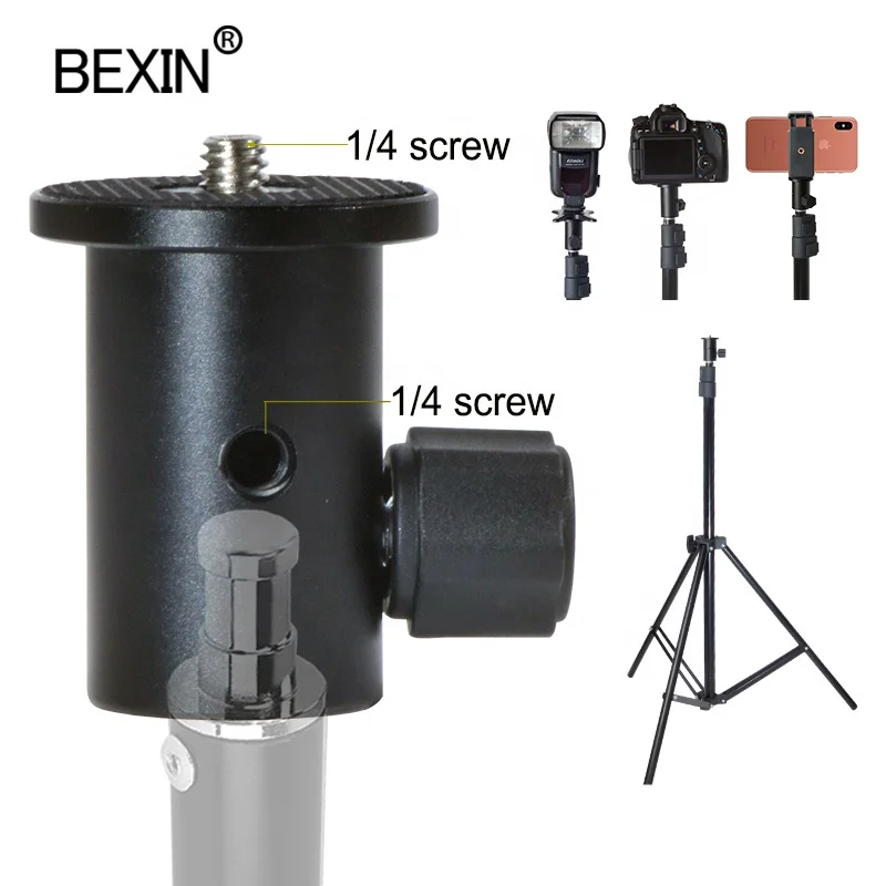 

BEXIN Metal aluminum 1/4 camera Flash Light Stand Bracket Speedlite Umbrella hot Shoe Holder Mount Adapter lock fix seat head, Balck