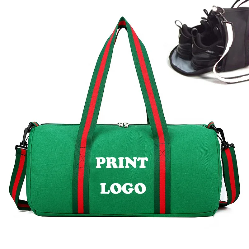 

Sopurrrdy Printed LOGO/Pattern Durable Green Casual Canvas Gym Duffle Bag, Customized colors