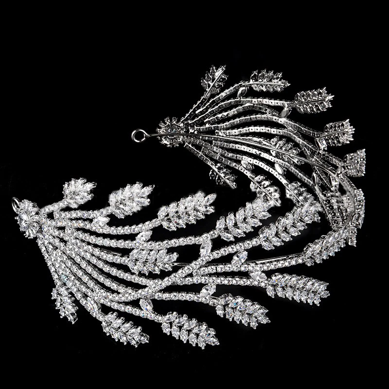 

New Popular Exquisite CZ Zirconia wedding hair accessories headpiece headband pageant crowns, Silver