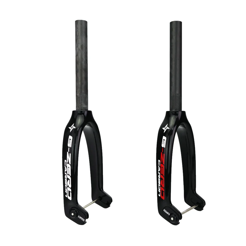 

Gipsy G-ZERO Carbon Fiber Aerodynamic Design Full CNC Alloy Adapters Super Light 12 inch Kid's Bike Mini Bicycle Front Fork, Black logo/red logo