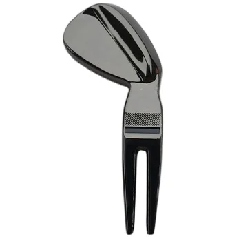 In Stock Laser Engravable Shiny Black Blank Zinc Alloy Wedge Shaped Metal Golf Divot Tool