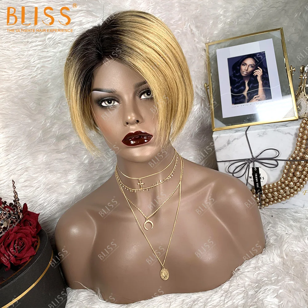 

Bliss Emerald Short Pixie Human Hair Wig T1B/27 Lace Wig Vrigin Brazilian Cuticle Aligned Wig Wholesale