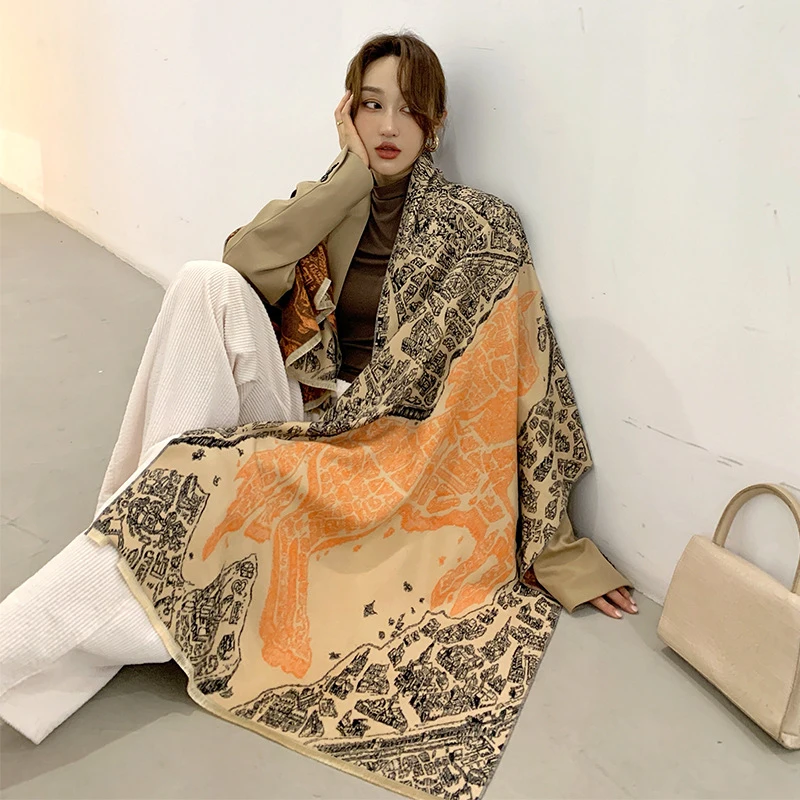 

Cashmere Shawl Scarf for Women Luxury Brand Pashmina Bufanda Neckerchief Foulard Female Blanket Stoles Echarpe, Customized color