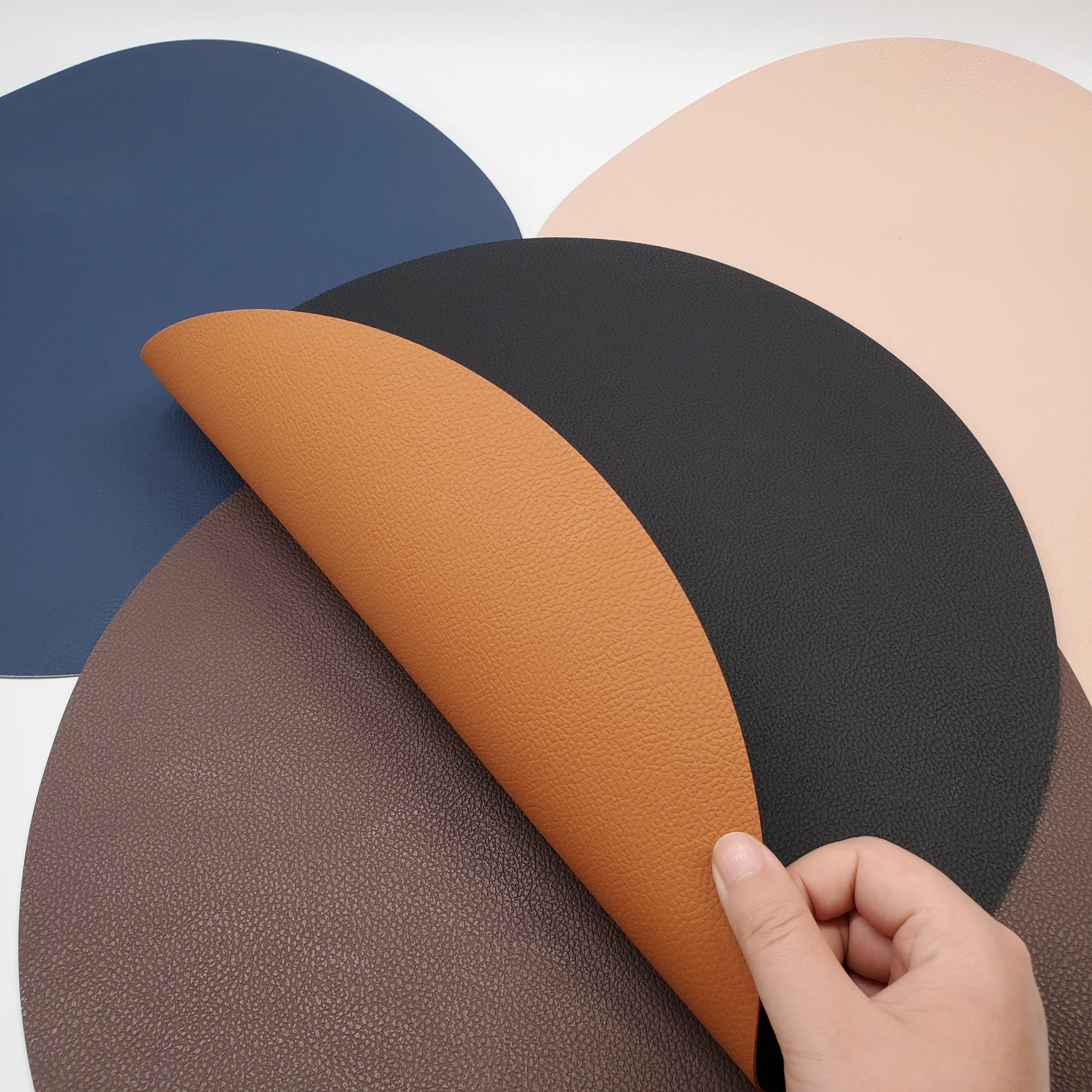 

Tabletex anti slip plastic round pvc leather heat resistant table mat, To be any color
