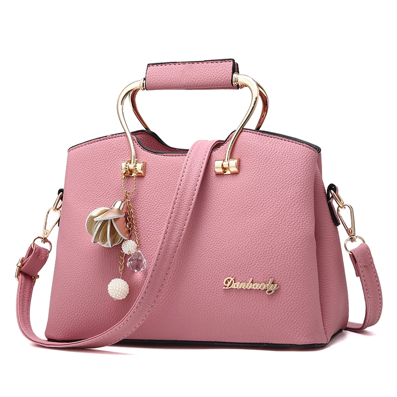 

New Fashion PU Leather Ladies Hand Bags Women Tote Handbags With Flower Metal Ornaments, Customizable