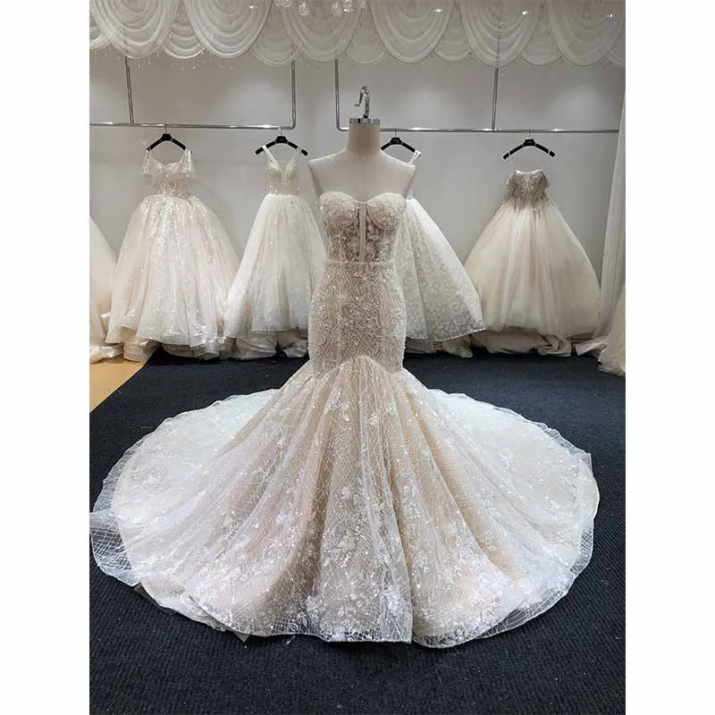 

plus size mermaid wedding dress bridals luxury bride dress wilderly bride hot sale wedding gown SULI 6229 Vintage bridal gown