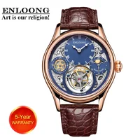 

2020 ENLOONG Real Luxury Skeleton Flying Tourbillon Watches with GMT Indicator Mechanical Wrist Watch Men OEM Watch Luxury