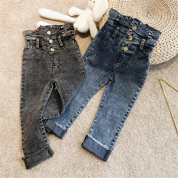 
Temperament girls jeans baby trousers kids denim pants custom kids jeans 