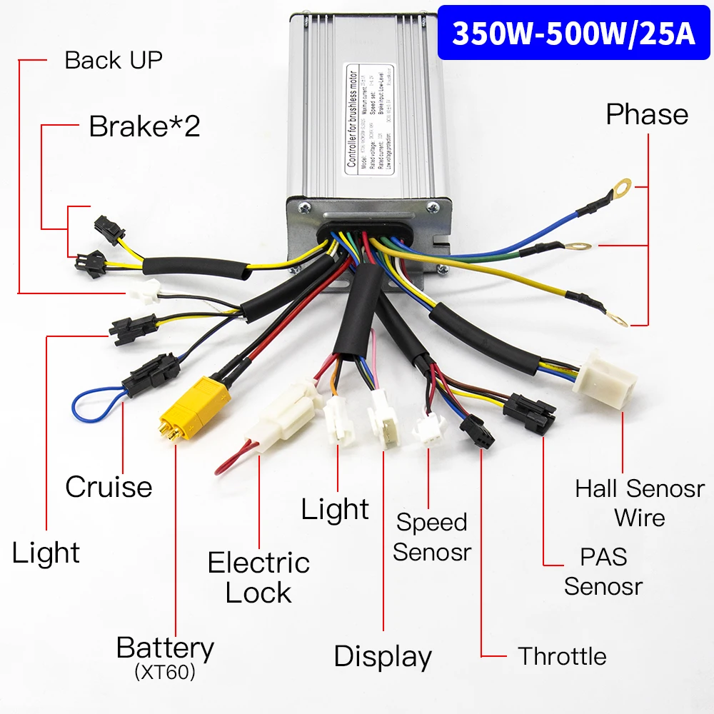 E-Bike Controller 24V/36V/48V 500W/750W - Wasserdichter Sinuswellen Controller