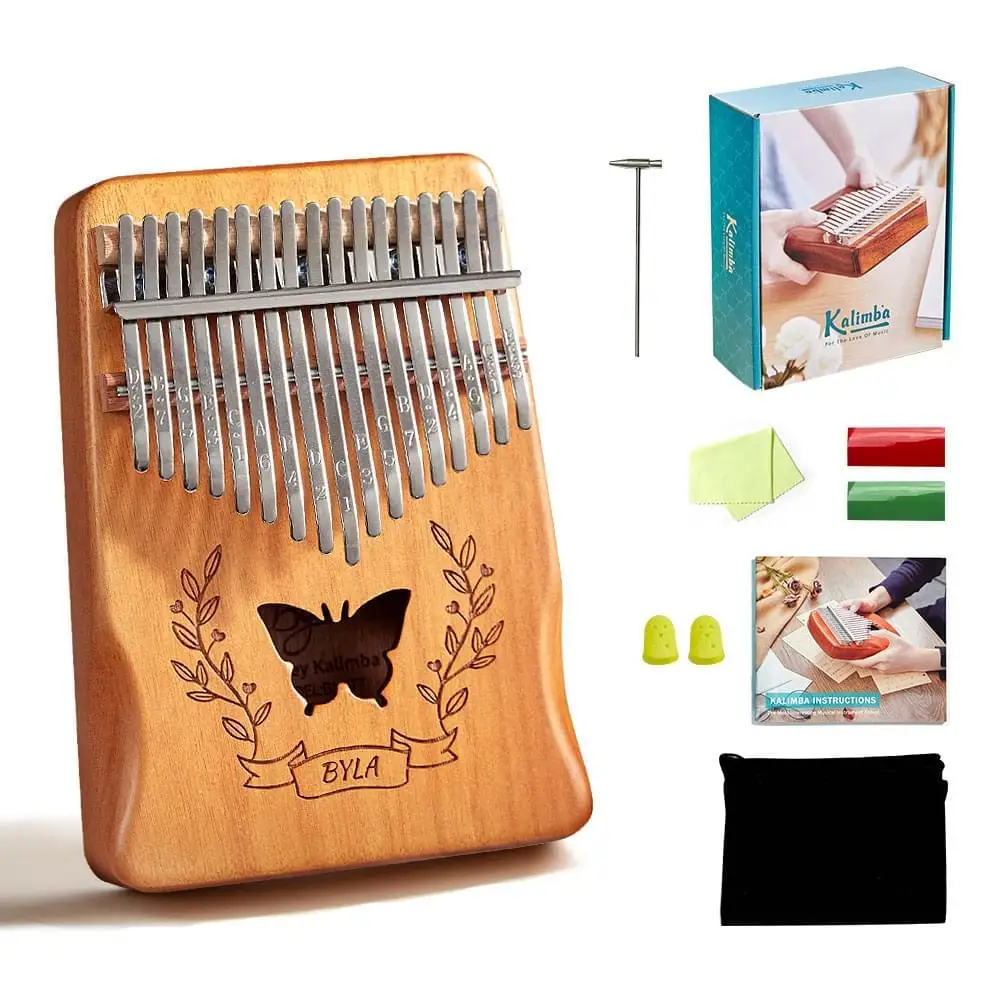 

wholesale african traditional music instrument mahogany 17 key kalimba Acacia kalimbas 17