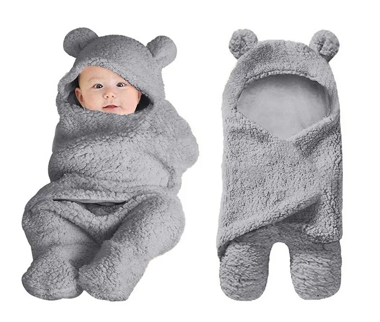 

Baby toddler plush organic cotton thick winter knitted hooded sleeping bag, 7 colors