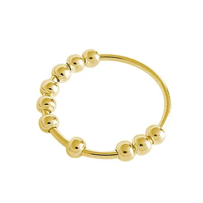 

2021 Fashion Free Rotation Bead Anxiety Sliding Bead Ring Anti-stress Anxiety Fidget Ring Jewelry Anxiety Spinner Ring, Gold silver rose gold