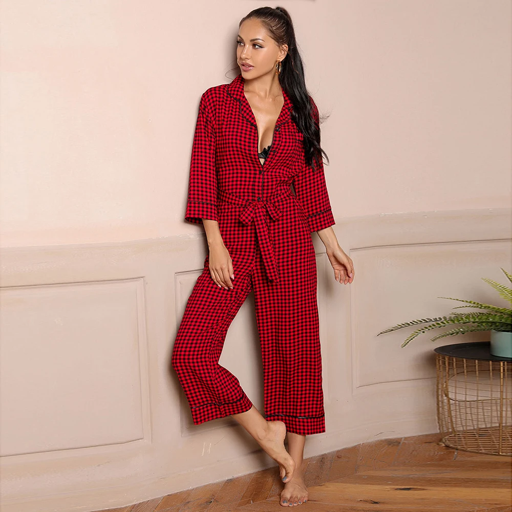 

Red plaid polyester one piece onsies girls pyjama combinaison onsise romper pjs set adult women sleep jumpsuit onesie pajamas, Red, blue, navy