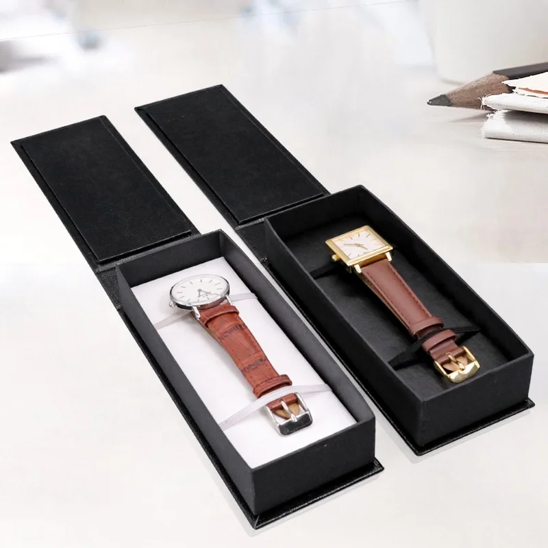 

wholesale spot black exquisite clamshell watch strap paper box, Custom color accepted