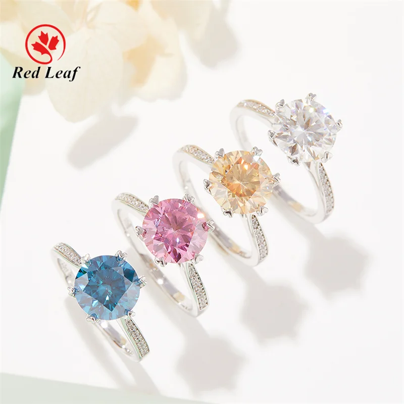 

Redleaf Jewelry colored moissanite ring moissanite diamond rings simple engagement ring women straight claw wuzhou