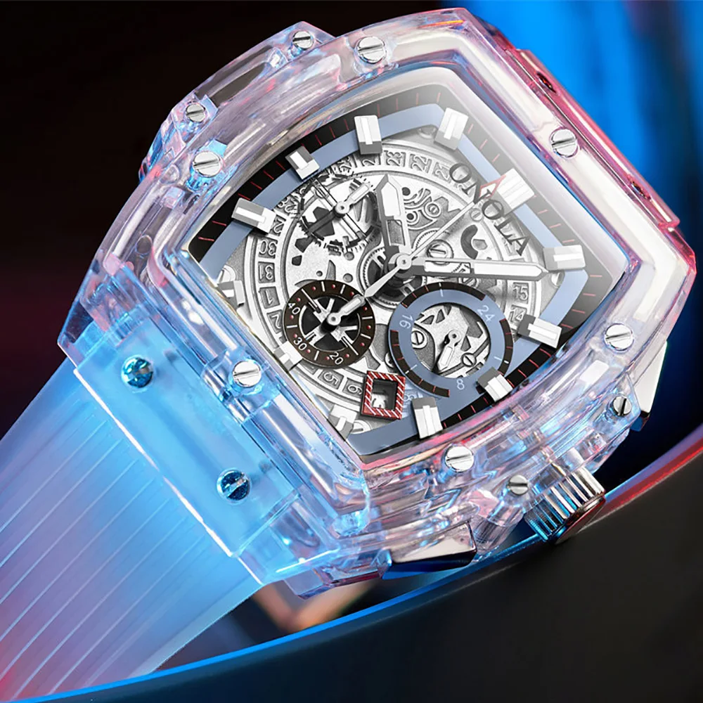 

The Young Fashion Transparent Watch Case Watches Luminous Men Wrist Watch