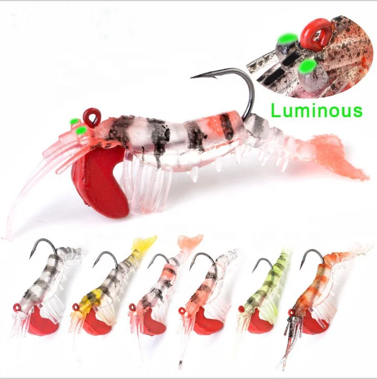 

7cm 10cm Soft Silicone Prawn Shrimp bionic bait Fishing Lure With Lead Hook Sea Fishing Winter Fishing