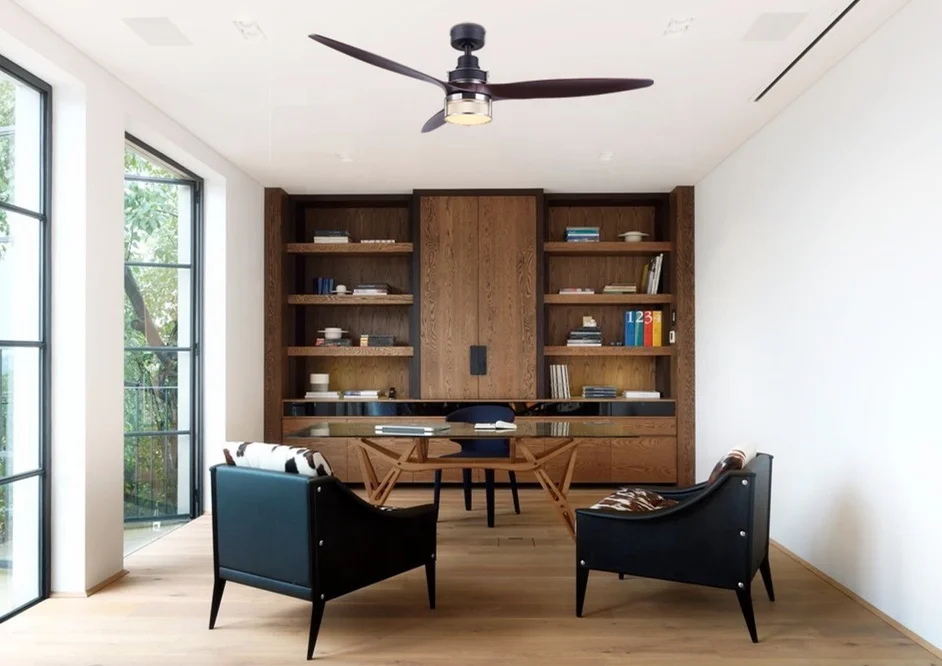 
52 inch Home Decorative Air Cooling Fan Modern Black/Nickel DC Motor LED Ceiling Fan with 3 ABS Blades, include Remote Control 