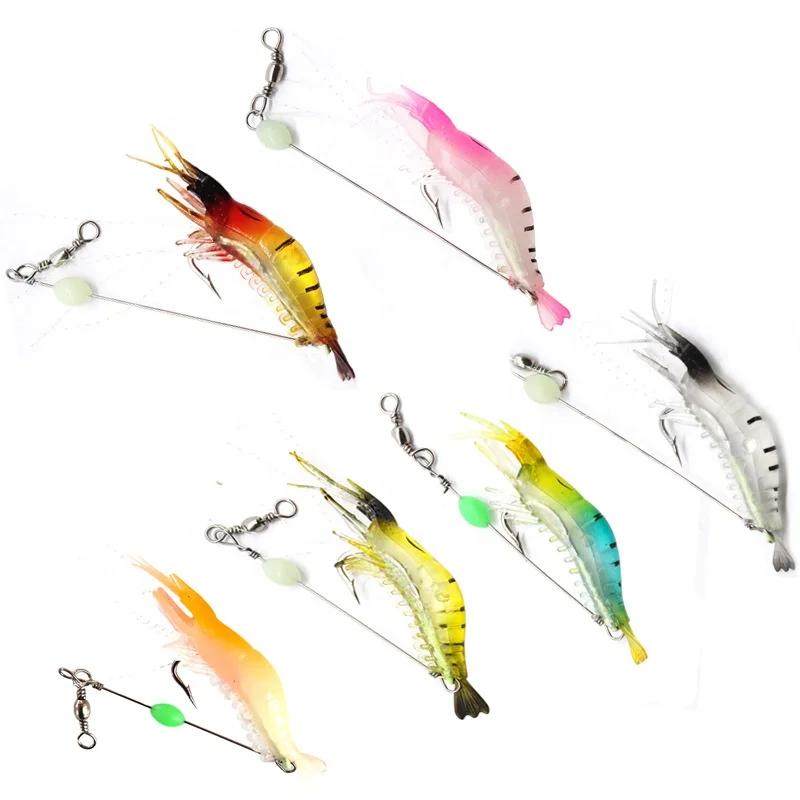 

OEM and on stocks shrimp bait 9cm 6g bionic bait simulation lure soft luminous bait shrimp lure with hook, 7 colors