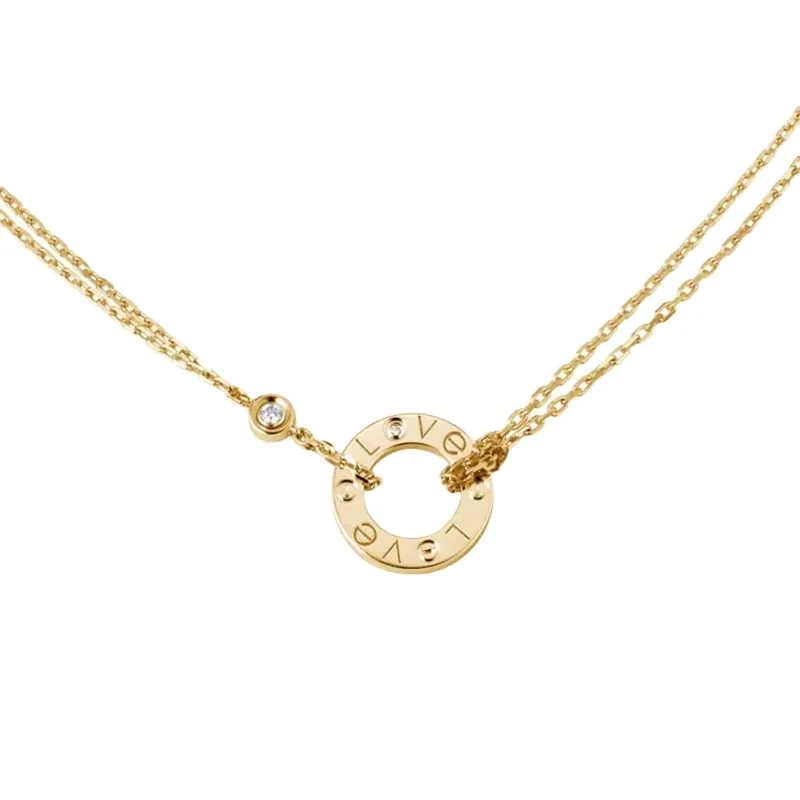 

Charm double layer stainless steel necklace female European and American fashion trend golden clavicle chain charm pendant, Silver and rose gold and gold