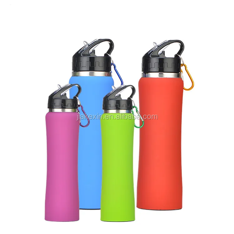 

Low MOQ Flip Straw Curving Shape Sports Gym Fitness Travel Flask Bottle with Carabiner, Any color is available