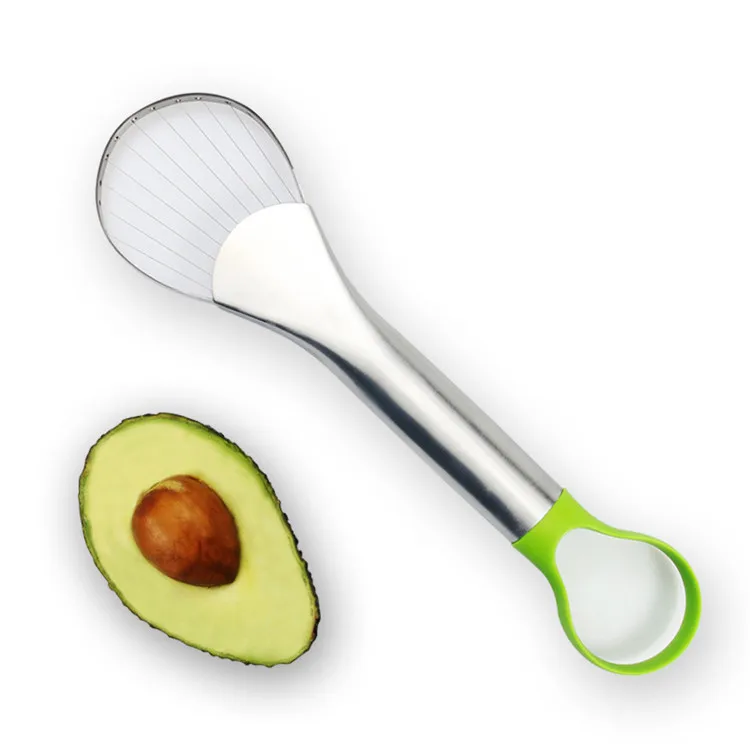 

Durable fruit and vegetable gadget stainless steel avocado slicer for cutting and corer, Green