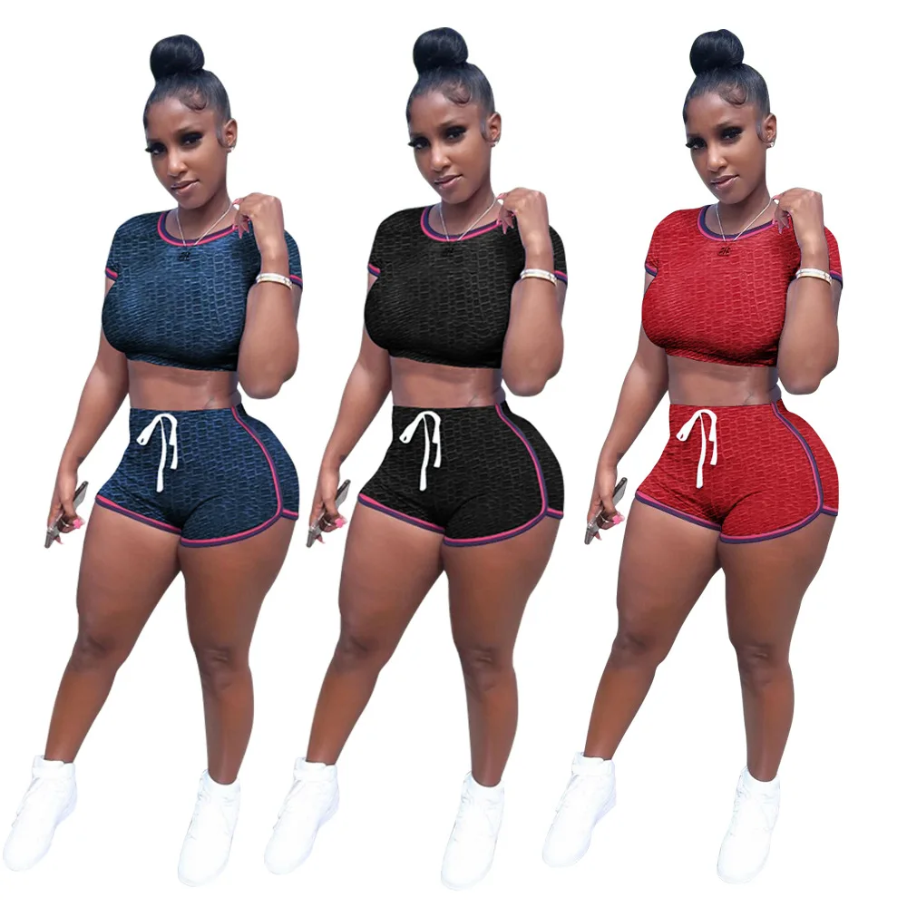 

New wholesale summer women's sports yoga pure yarn-dyed belt two sets for sport