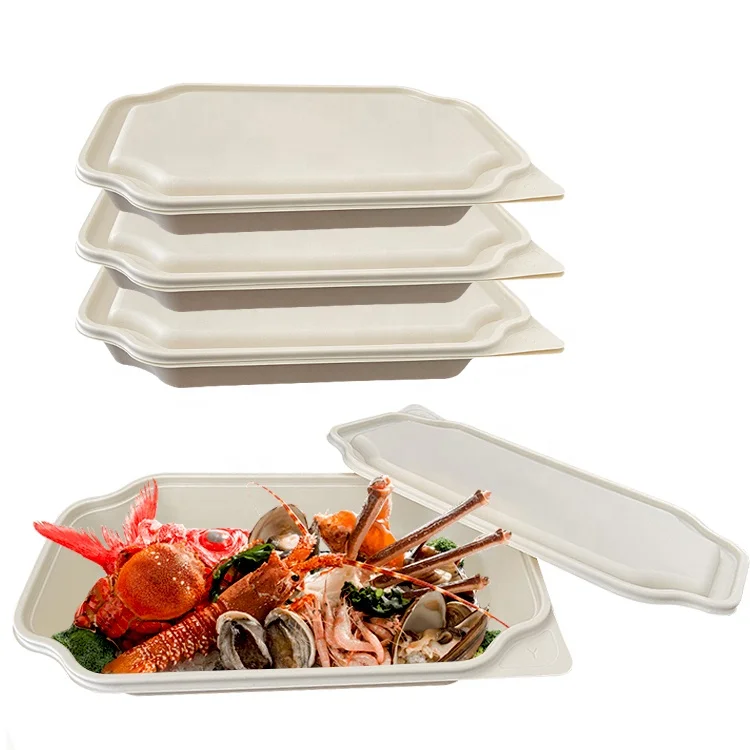 

Customized square disposable degradable corn starch food container lunch box for takeout sushi packaging