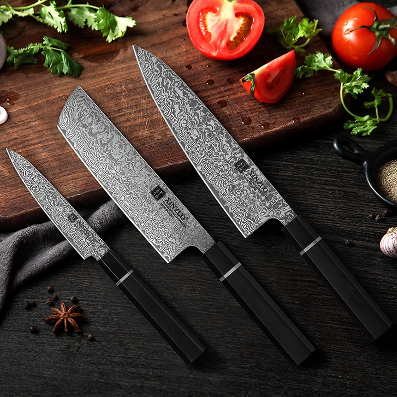 3 pcs inch professional handmade knife damascus steel kitchen chef knife