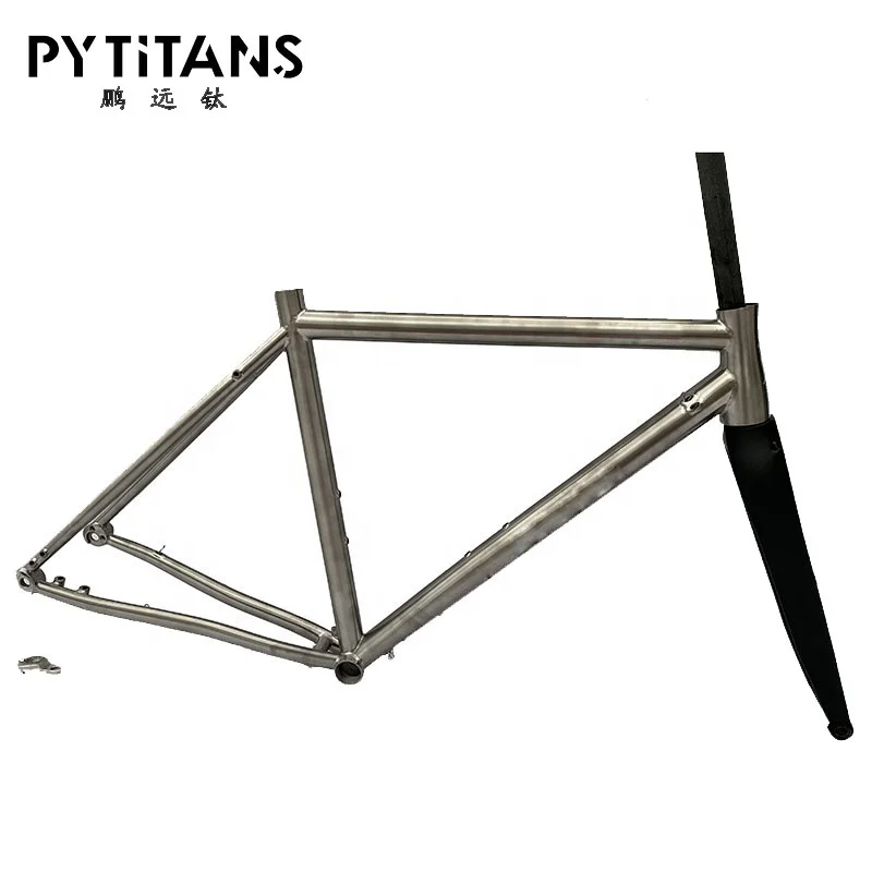 

Factory Wholesale Price Customized GR9 Titanium Gravel Bike Frame with Carbon Fork Size 50, Black/blue/colorful