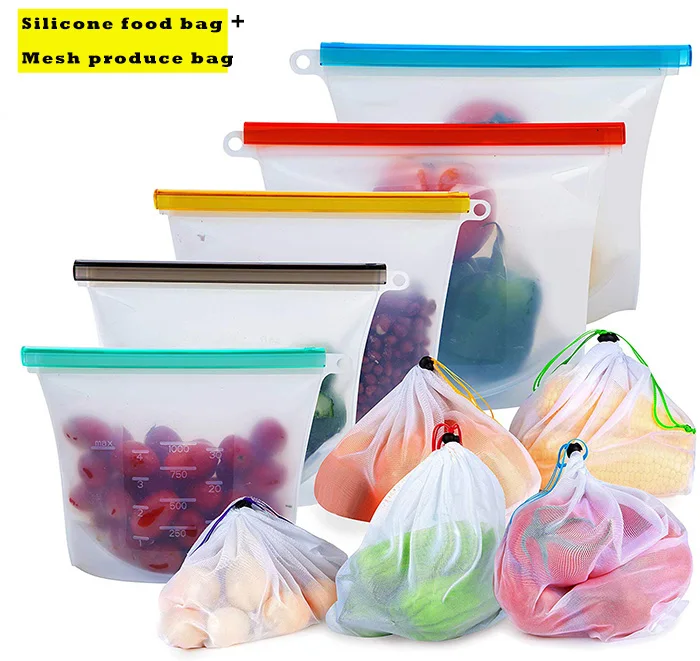 

Silicone Food Grade Reusable Storage Bag Reusable Freezer Bags Reusable Gallon Bags