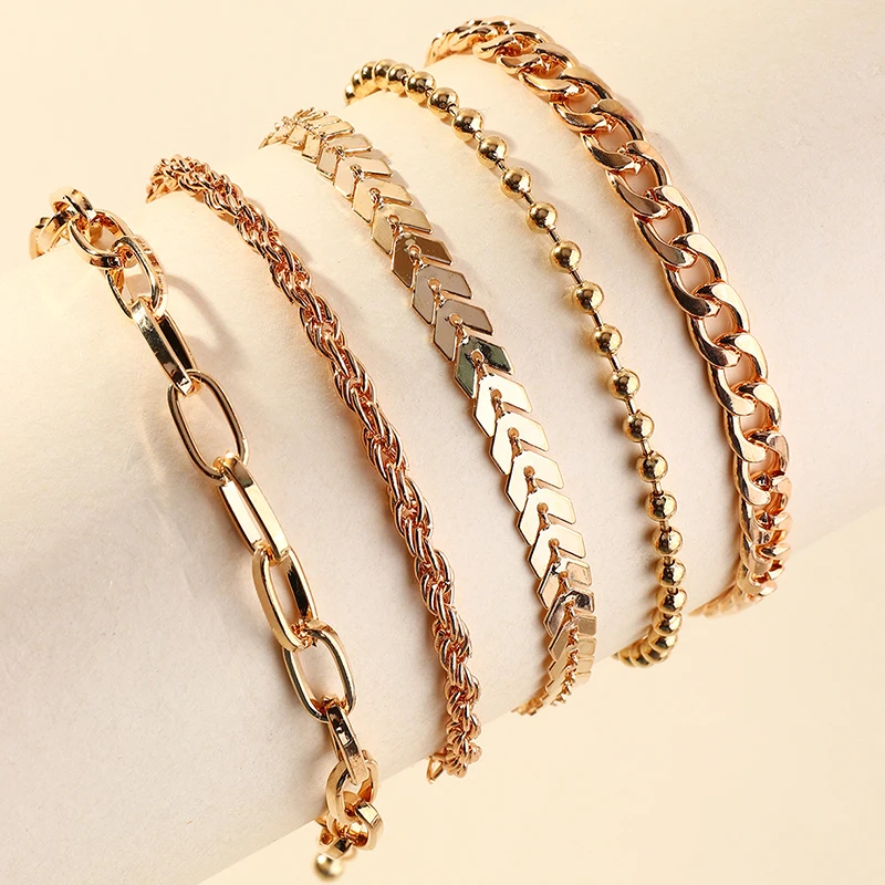 

Gold Plated Bracelets Bangles Set Charm Gold Bracelet For Women Jewelry Accessories