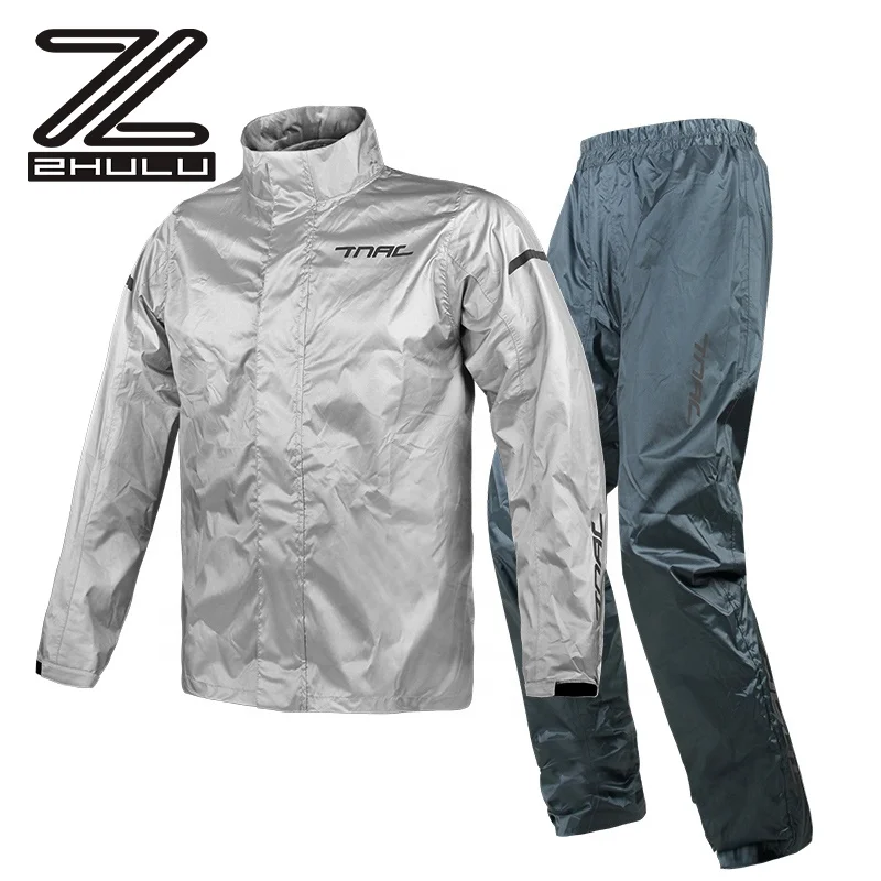 

TNAC Waterproof Motorcycle Rain Suit 3M Reflective Raincoat+Rain Pants  size Climbing Bicycle Rainproof Protect Gears, Silver