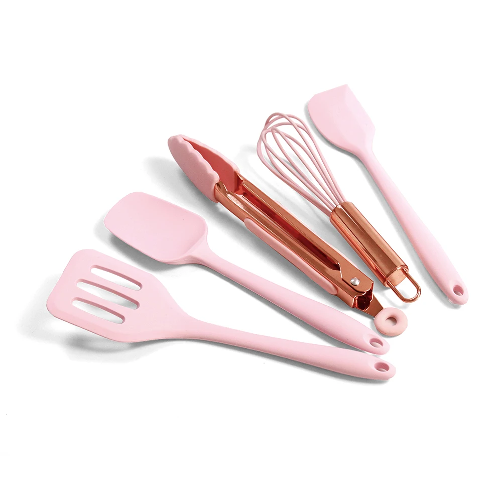 

Heat-Resistant Utensil Set Silicone Kitchen Essentials Mini Spoon Tongs For Cooking, Pink,black ,green