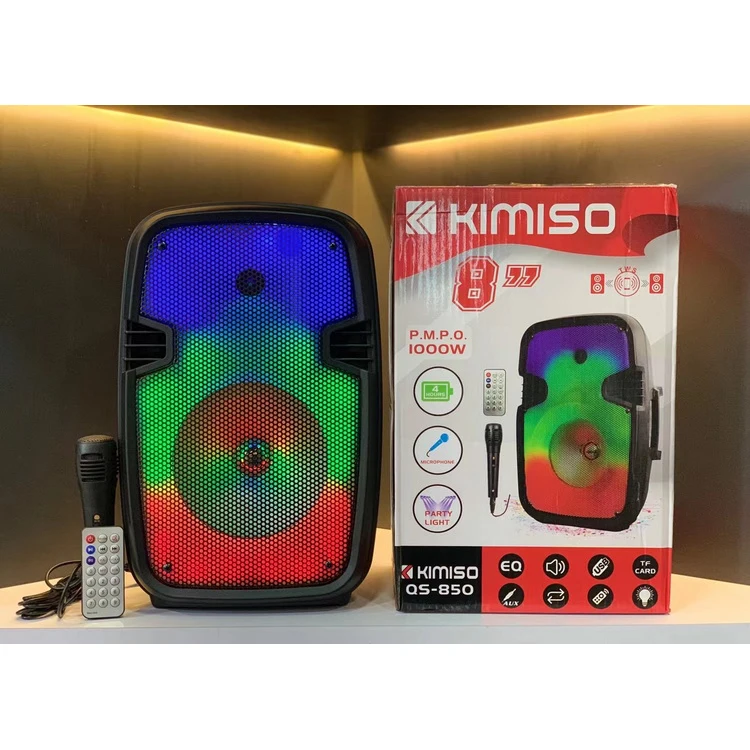 

QS-850 Lowest Price Wireless Portable Speaker KIMISO 8 Inch Big Subwoofer Speaker With Dazzling Lights