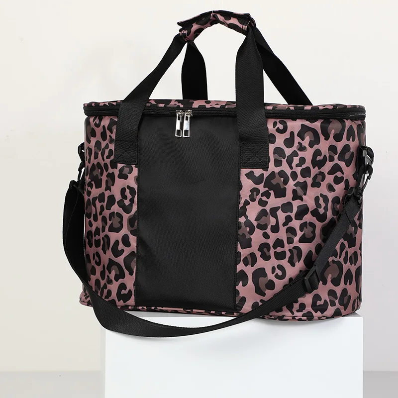 

New Arrivals Insulated Cooler Bag Monogrammed Personalized Crossbody Bag Colorful Leopard Printing Nylon Insulated Cooler Bag, As pic show