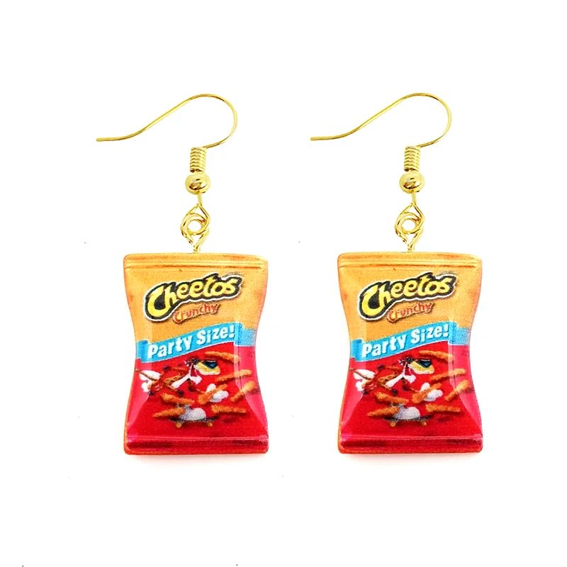 

Handmade Cute Funny French Fries Cheese Chips Food Snacks Resin Earrings for Girls Gift Women