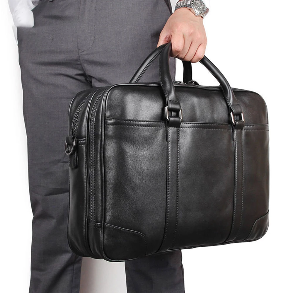 

Customizable Genuine Leather Bag Laptop Business Office Executive Bags Shoulder Leather Handbag Mens Briefcases Bag For Man