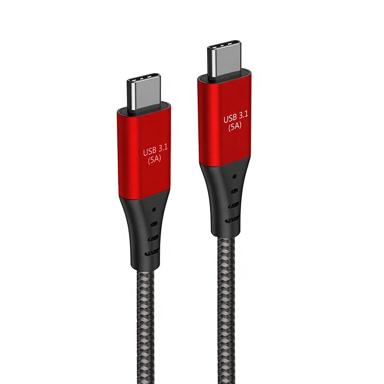 

2022 New E-MARK IC 20V 5A USB 3.1 Type-C to Type-C PD Fast Charger Data Cable 10G/s , GEN 2 4K 3D, Black/red/grey