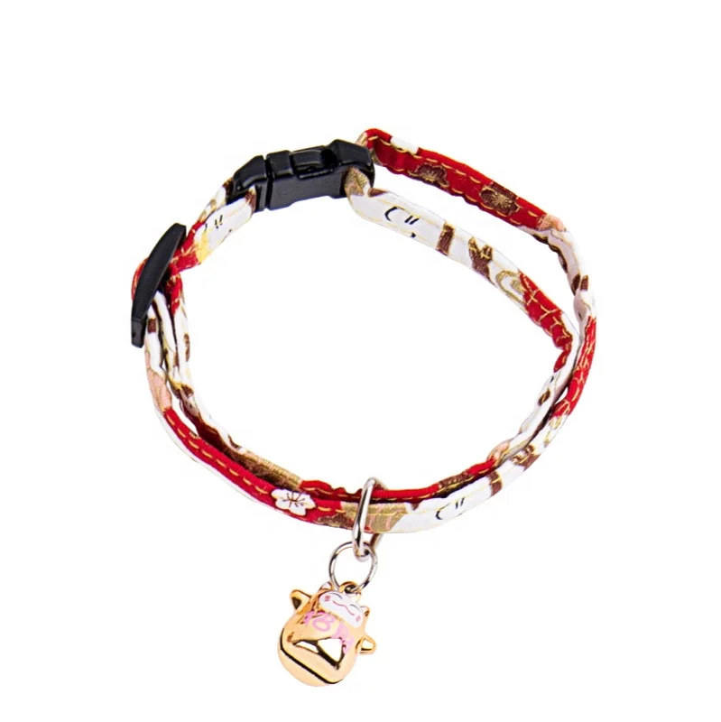 

Hot sale Printed adjustable cat collar New pet collar collar with cartoon bell Japanese style