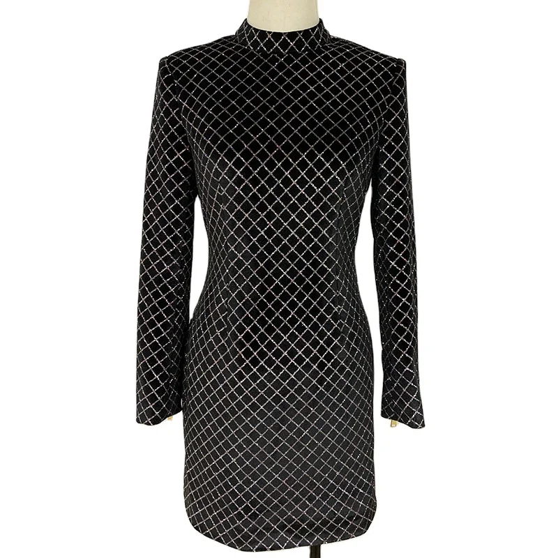 

2020 new arrivals spring high quality velvet fancy Women's keen length elegant office lady dresses