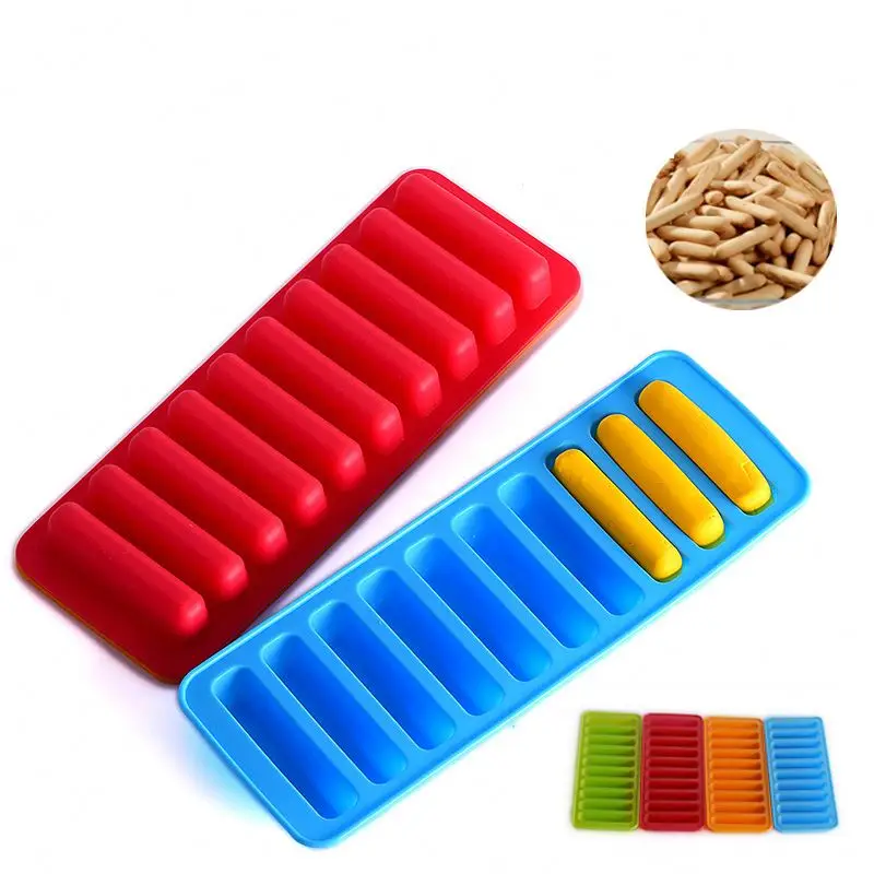

Hot selling 10 Cavity BPA Free Ice Cube Stick Mold for Bottle 100% Food Grade Silicone Stick Ice Cube Tray, Blue/green/red/orange