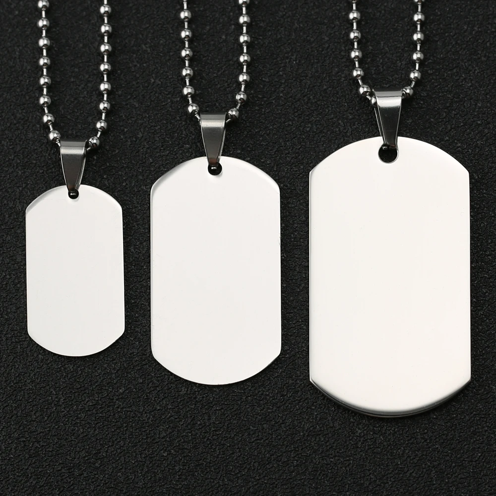 

Dog Necklace DogTag Military Army Nameplate Engraved ID Blank Silver Color New Pendant Stainless Steel Jewelry Men