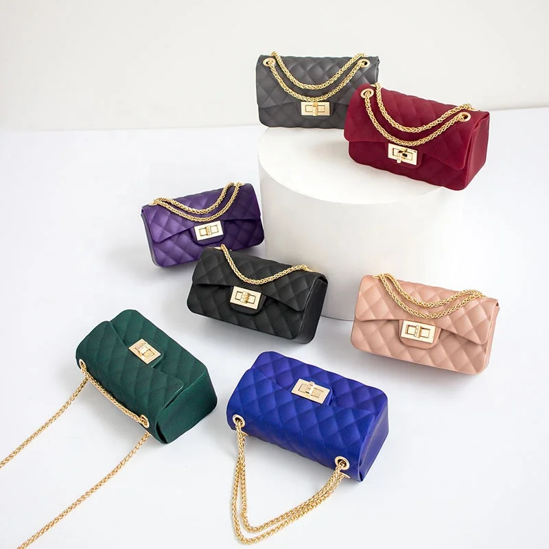 

OEM custom ladies shoulder bag casual fashion chain soft small jelly handbag, Customizable