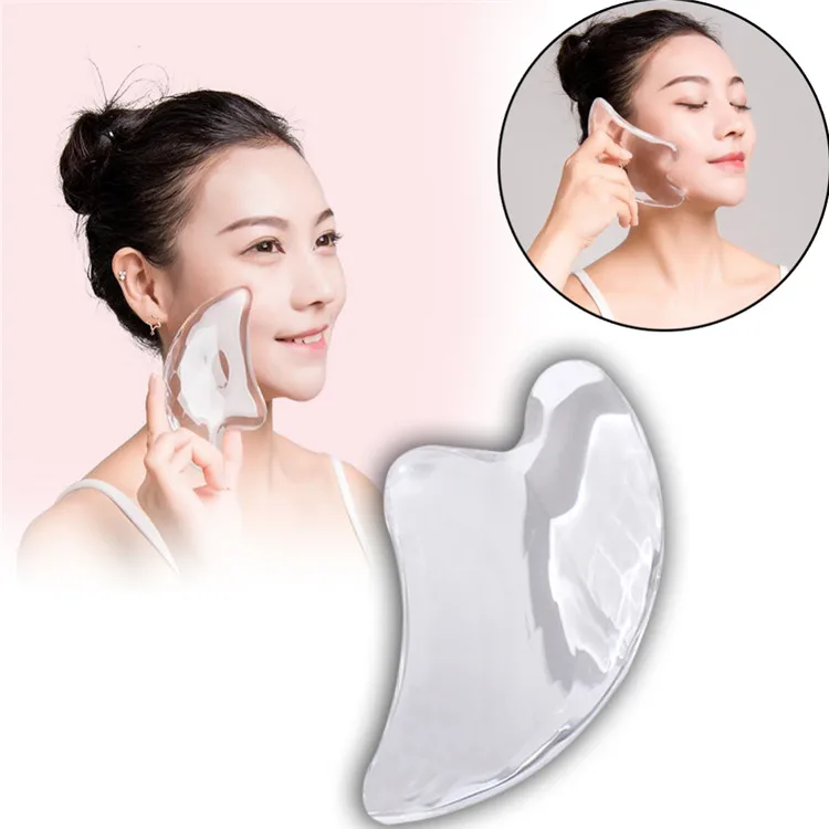 

3D Face Arm Leg Acupoint Treatment Health Skin Care Plate Crystal Massage Guasha Tools, Transparent