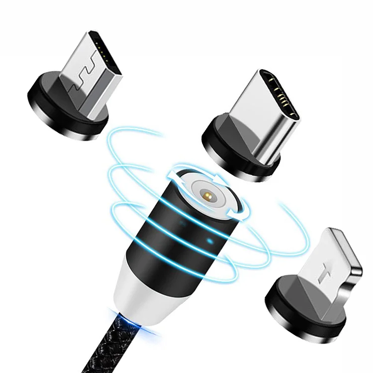 

3 in 1 Braided Micro Usb Cavo Cabo Cargador Magnetico Magnetic Charging Cable De Datos 3 En 1 Cables Tipo C For Iphone, Black/ red/golden/sliver/dark grey
