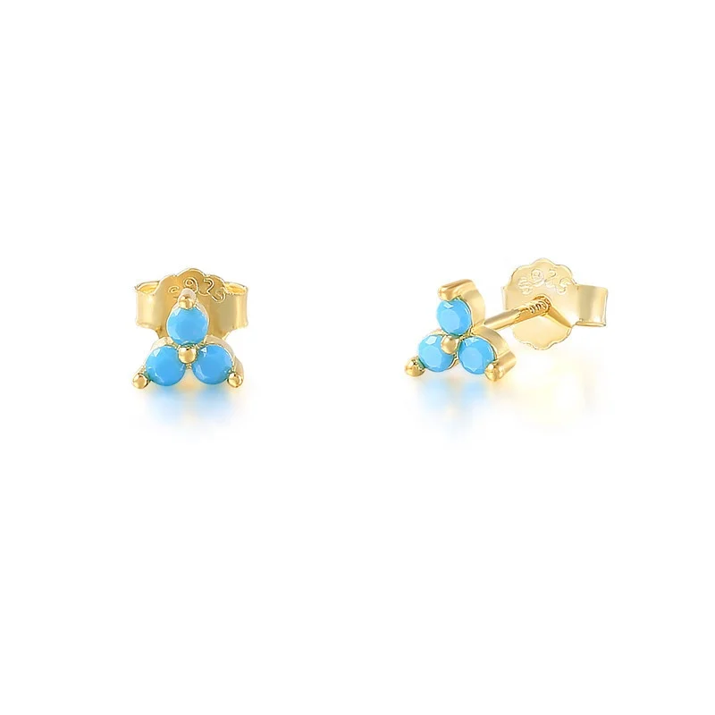 

HYH gold blue turquoise stone stud earrings, Optional