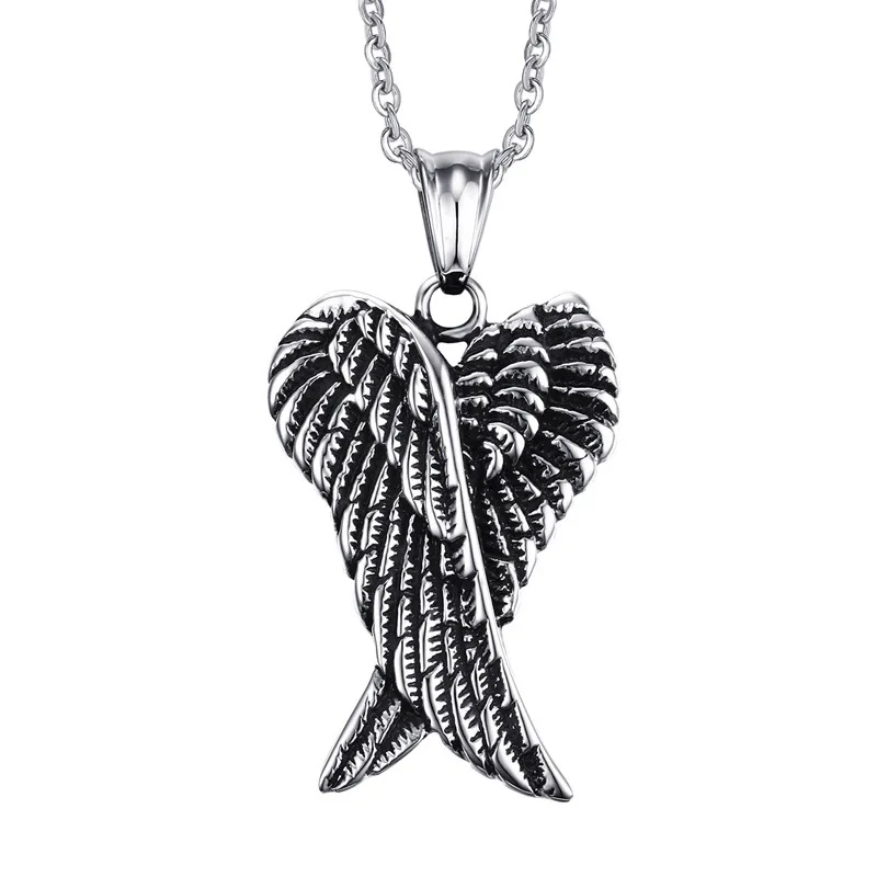 

2020 Retro Fashion Punk Style Feather Angel Wing Pendants Statement Necklaces Charm Mens Jewelry