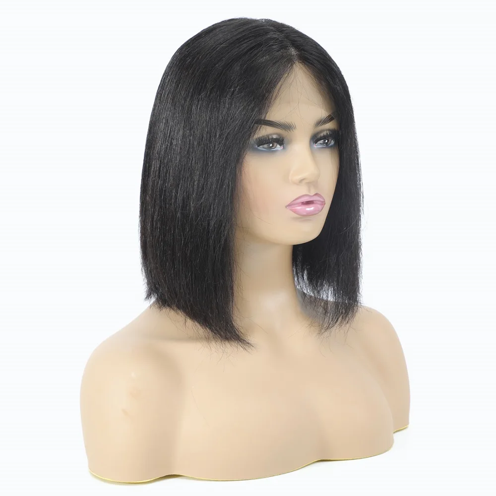 

HL25 Remy Hair Human Wig Bangs T-Part Bob Straight 8-16inch Human Hair Wigs for Black Women