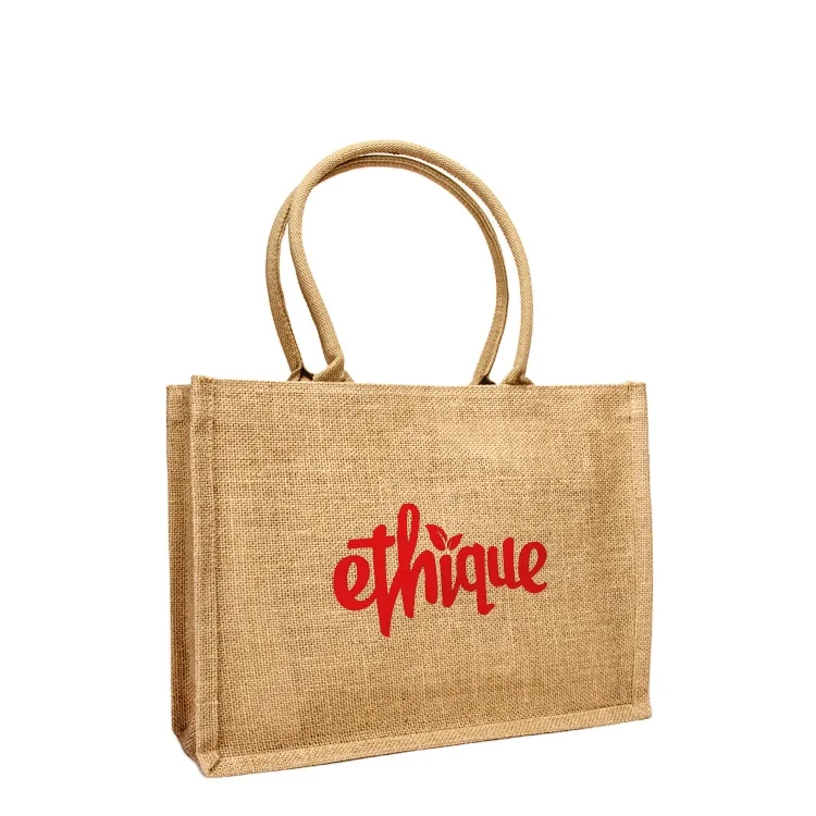 

Brand Costom Logo Premium Quality Nature Linen Cotton Webbing Handle Eco-Friendly Jute Tote Hemp Shopping Bag